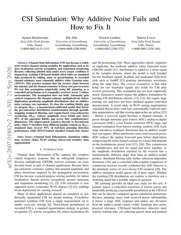First page of the paper: CSI Simulation: Why Additive Noise Fails and How to Fix It